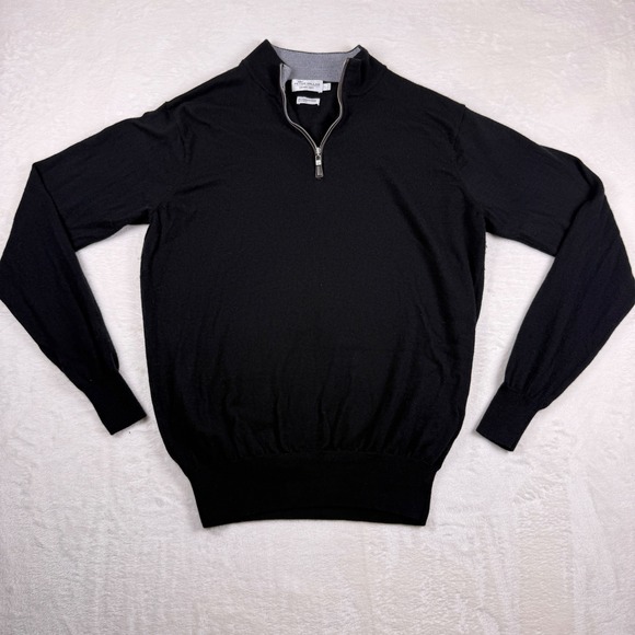 Peter Millar Other - Peter Millar Crown 1/4 Zip Pullover Sweater Black Mens L Soft Merino Wool Silk